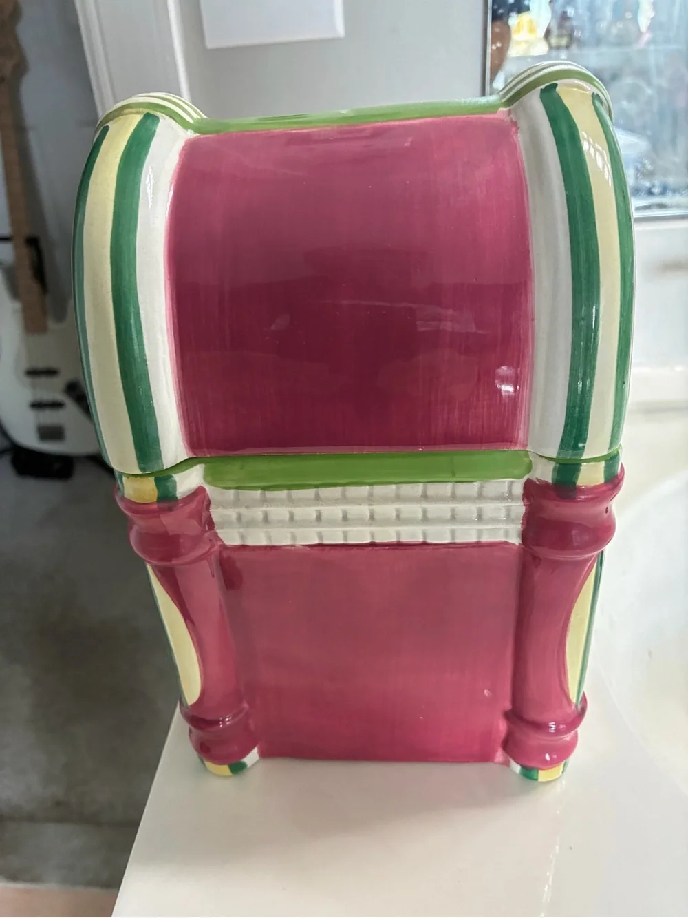 Vintage-Style Green & Pink Ceramic Jukebox Cookie Jar